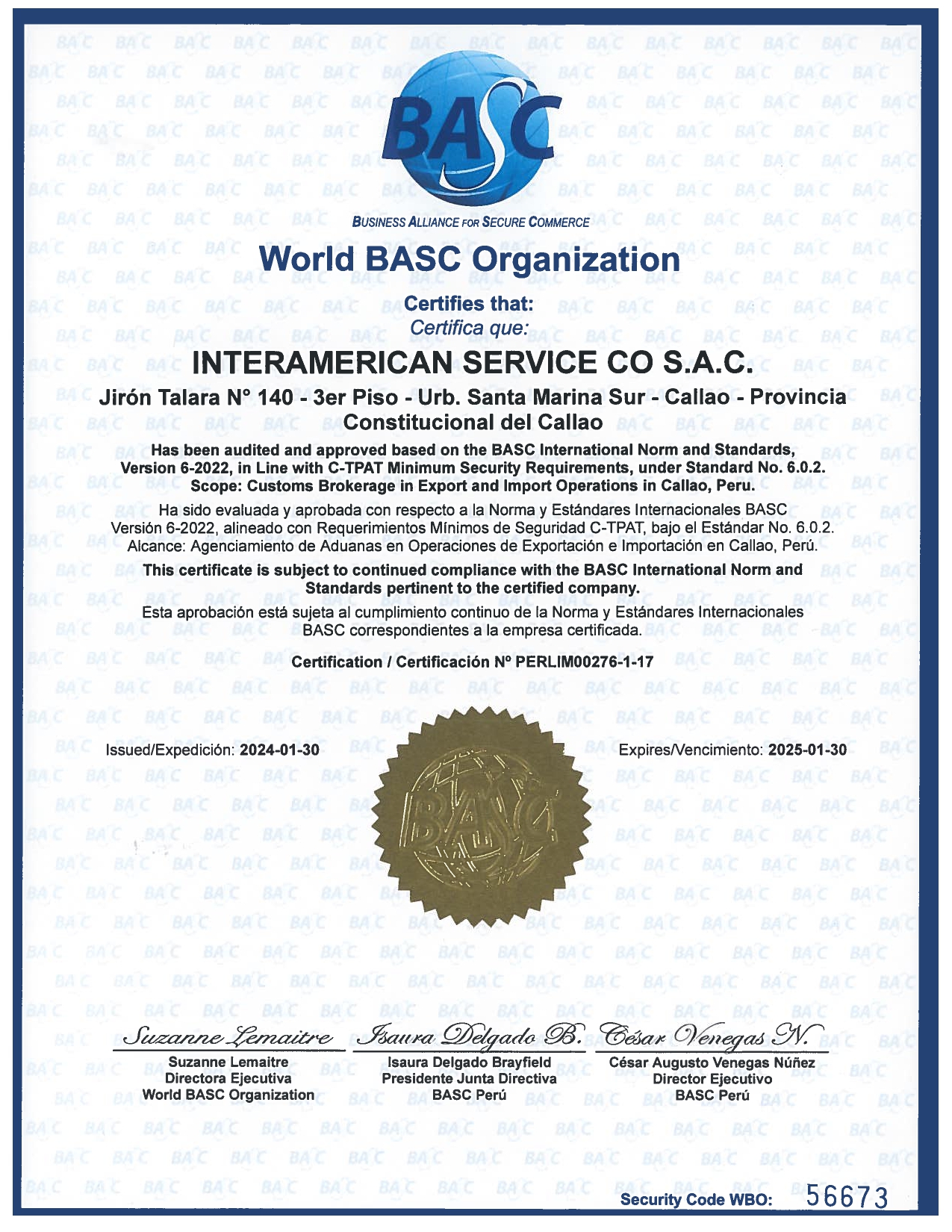 CERTIFICADO BASC