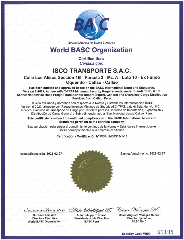 CERTIFICADO BASC